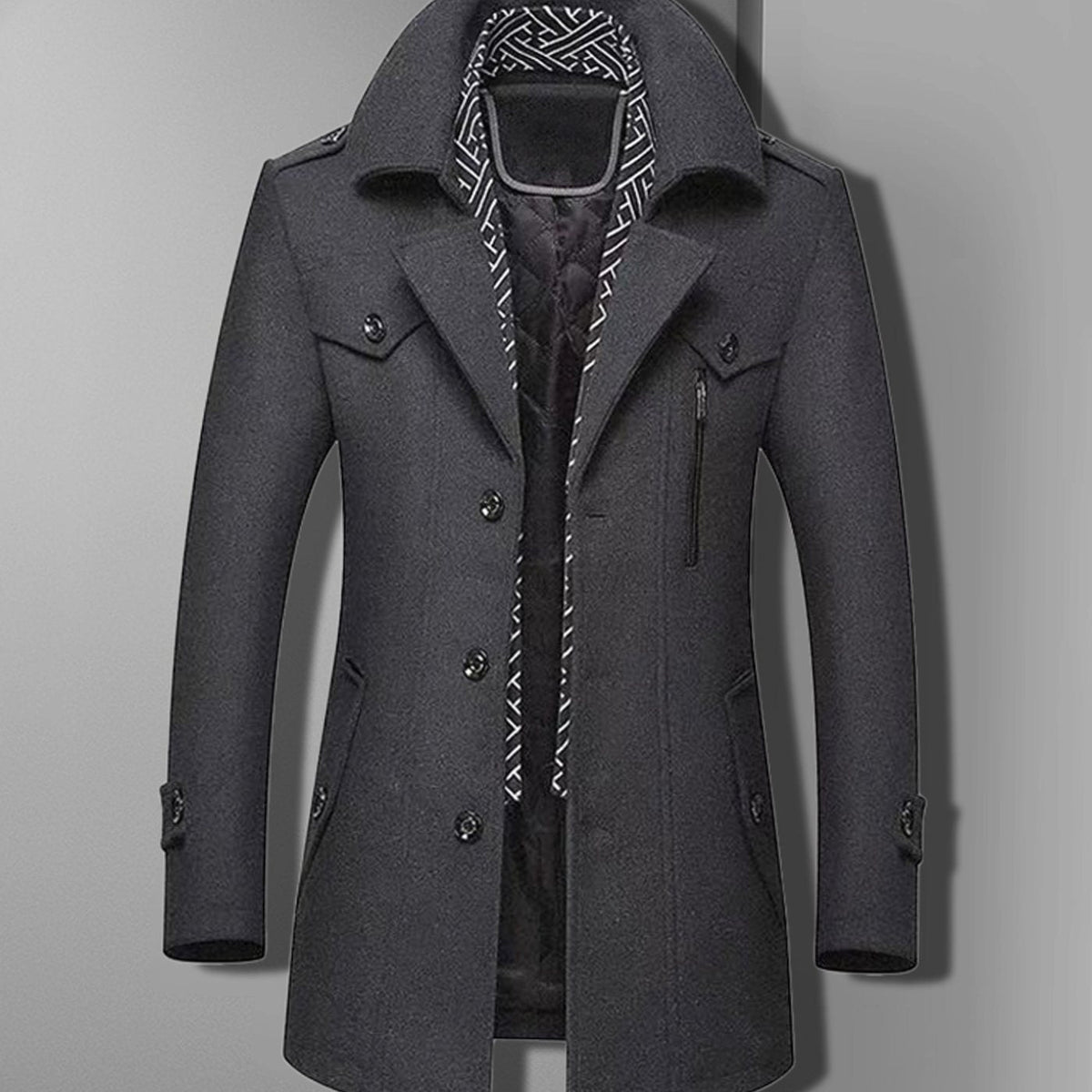 Spencer | Military Double-Breasted Wool-Blend Overcoat for Men