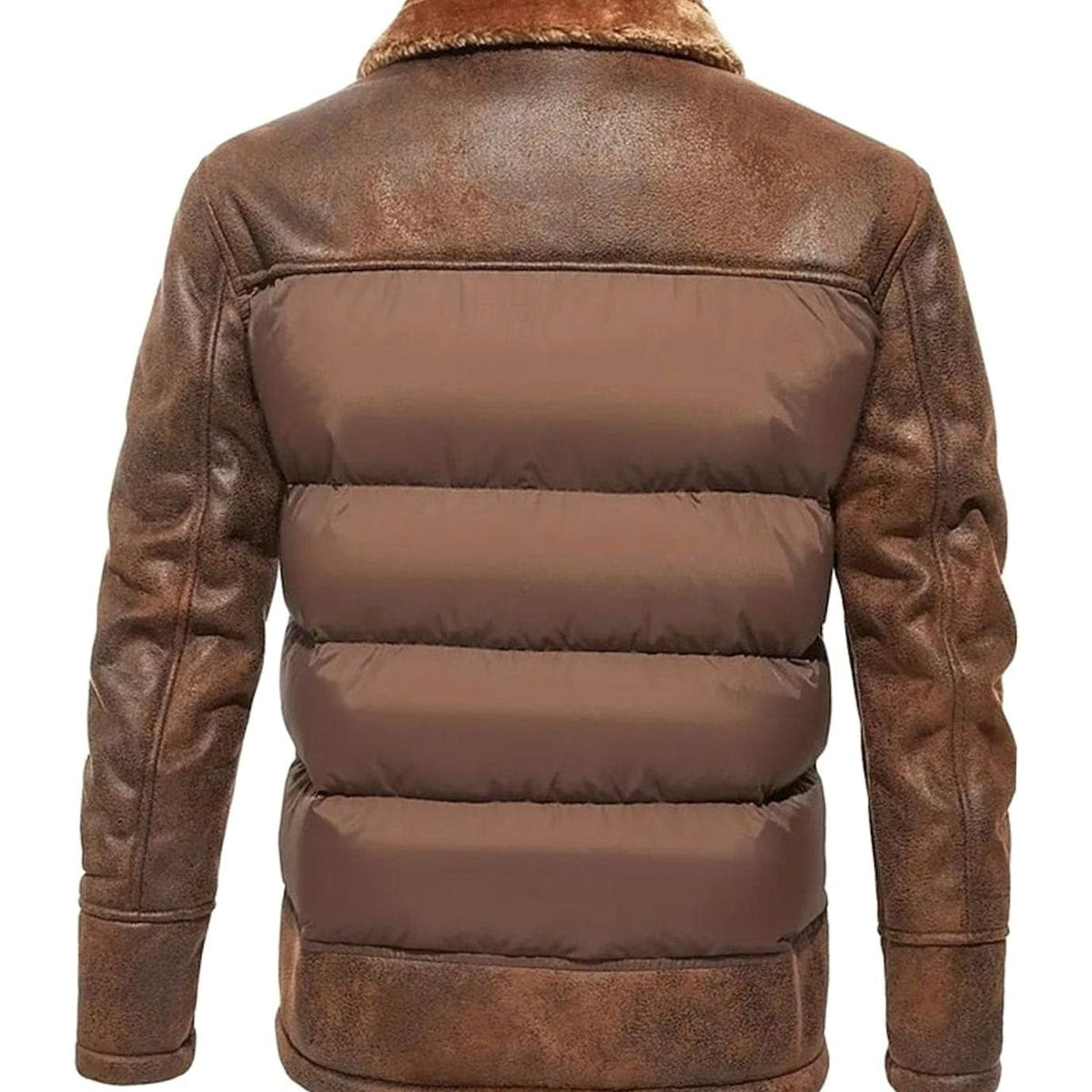 Caleb | Faux Leather Sleeve Quilted Puffer Jacket for Men