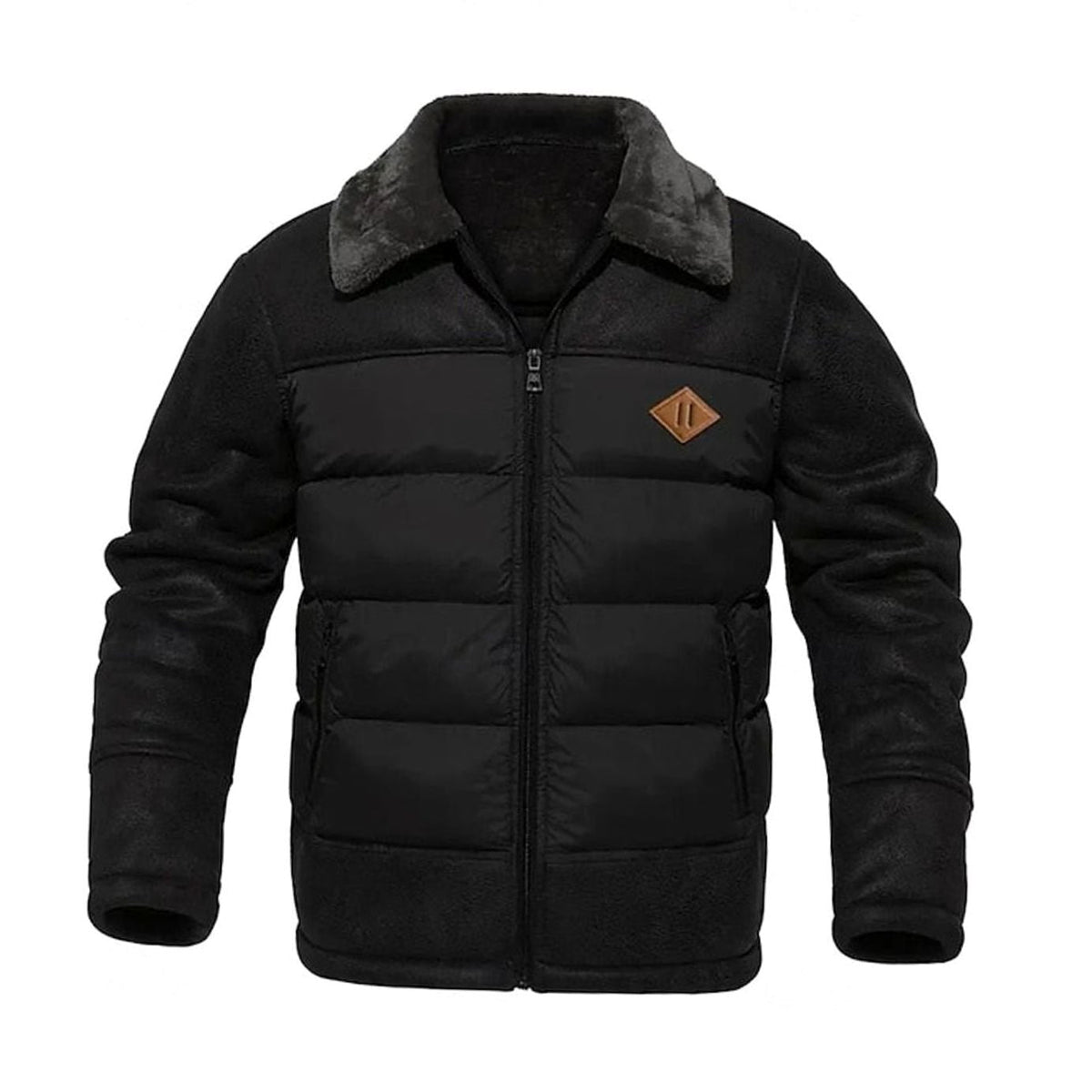 Caleb | Faux Leather Sleeve Quilted Puffer Jacket for Men