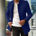Men's Slim Fit Overcoat, Collarless Wool Blend 3