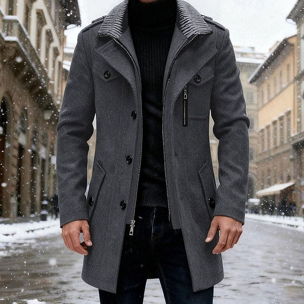 Vincent | Double-Breasted Tailored Wool Coat for Men