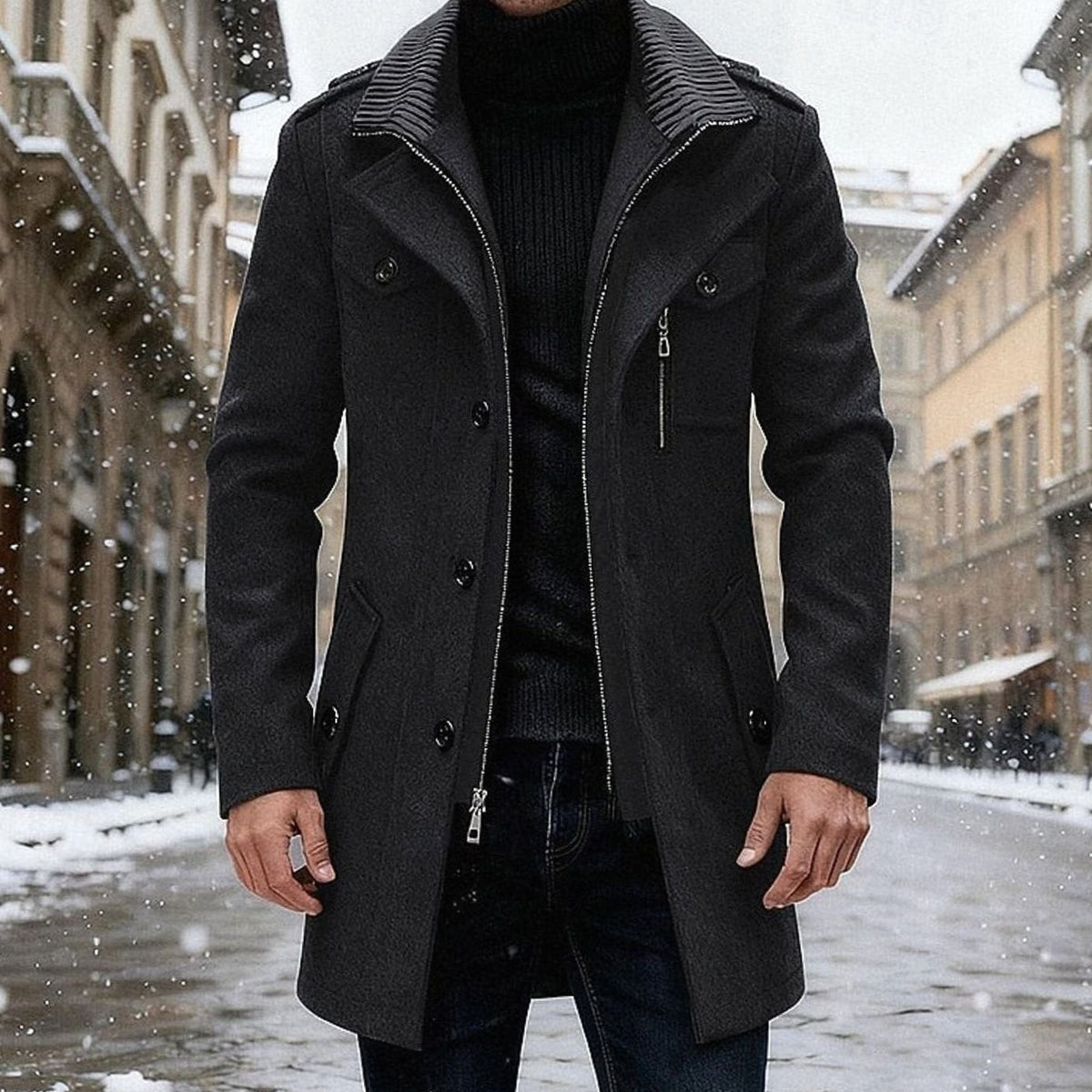 Vincent | Double-Breasted Tailored Wool Coat for Men