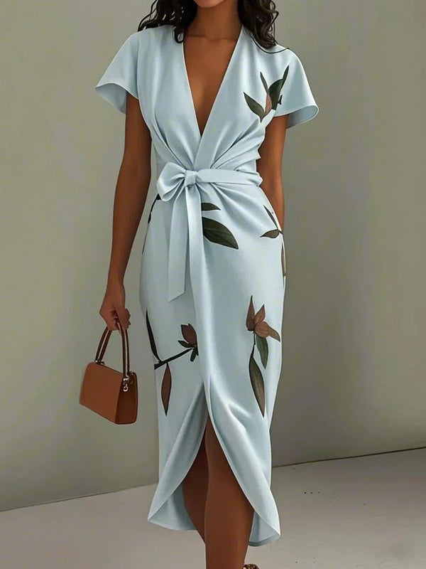 Midi Wrap Dress V-Neck Floral Print