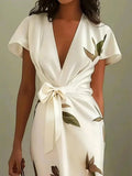 Midi Wrap Dress V-Neck Floral Print 4