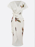Midi Wrap Dress V-Neck Floral Print 6
