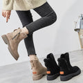 Women's Chunky Ankle Boots, Faux Suede Side Zip Warm Lined 11