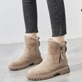 Women's Chunky Ankle Boots, Faux Suede Side Zip Warm Lined 9
