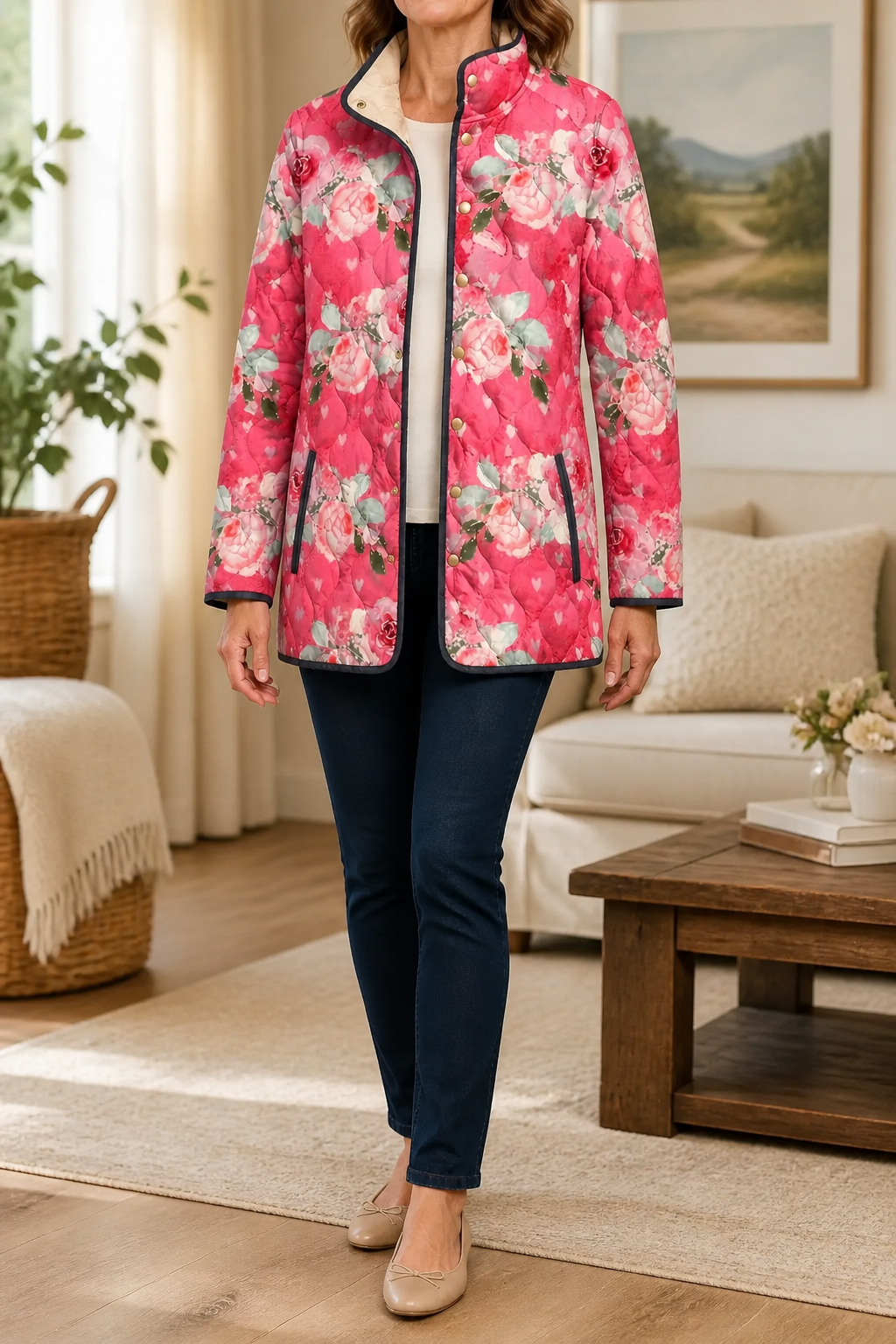 Wearbella | Floral Print Quilted Puffer Jacket for Women