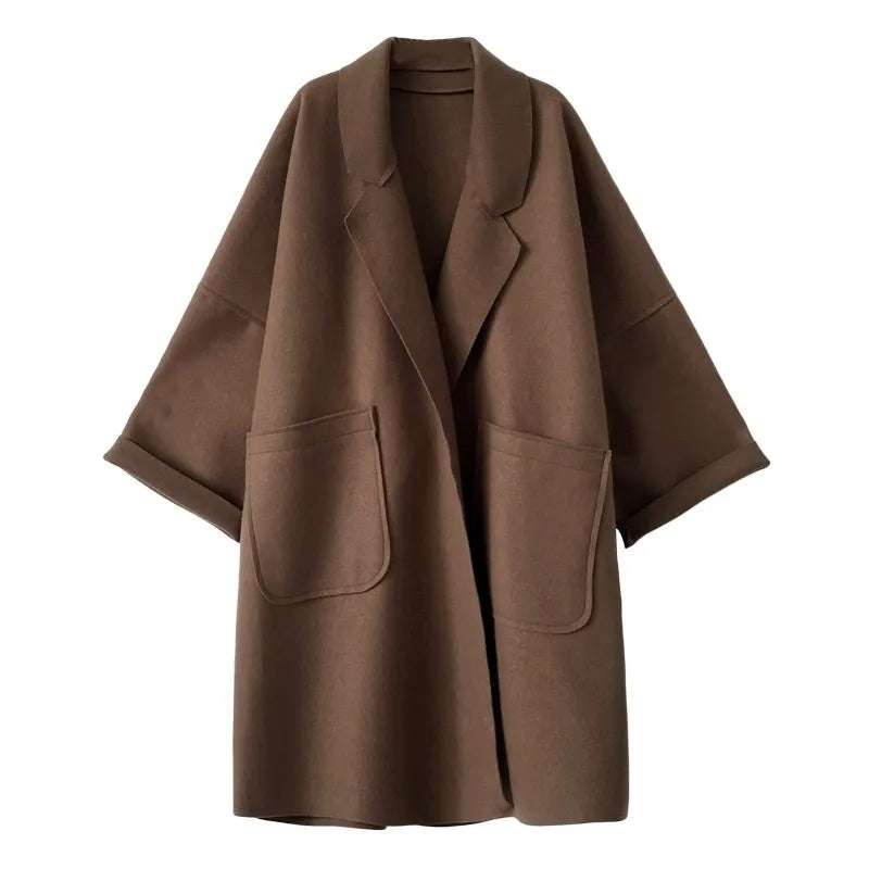 Agnes | Oversized Wool-Blend Belted Trench Coat for Women