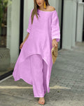 Women's Linen Set Tunic Top and Trousers Relaxed 3