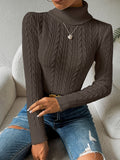 Noor | Slim Fit Cable Knit Turtleneck Sweater for Women 4