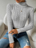 Noor | Slim Fit Cable Knit Turtleneck Sweater for Women 6