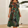 Plus Size Maxi Dress Abstract Print Short Sleeve Casual 2