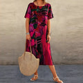 Plus Size Maxi Dress Abstract Print Short Sleeve Casual 3