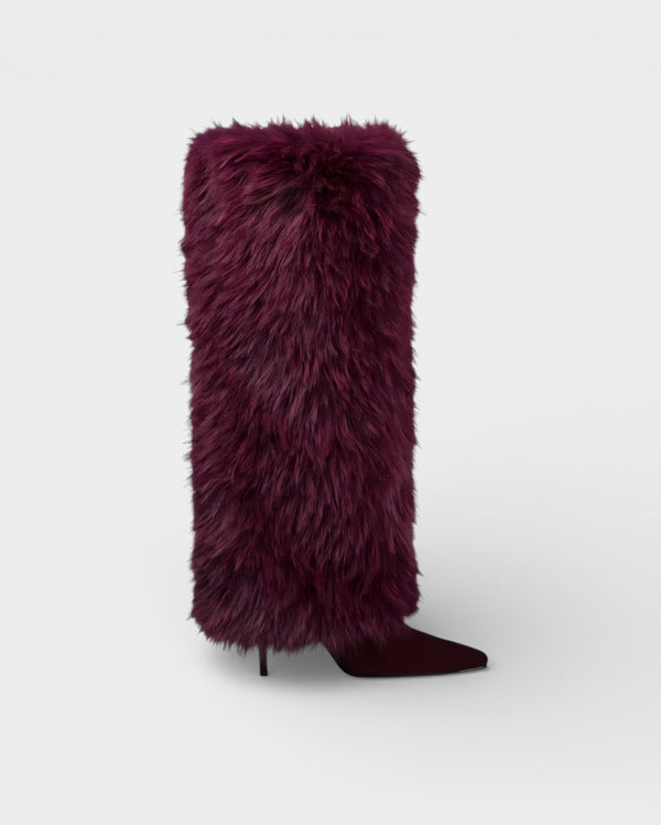 Stiletto Heel Faux Fur Knee High Boots for Women