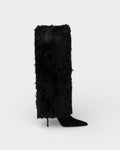 Faux Fur Knee High Boots for Women, Stiletto Heel 6