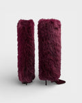 Faux Fur Knee High Boots for Women, Stiletto Heel 4