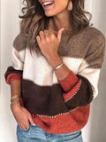 Juno | Comfy Women's Color Block Striped Sweater 3