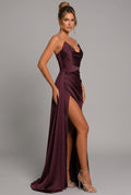Satin Maxi Dress Sweetheart Ruched Split Detail 3