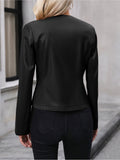 Cropped Faux Leather Moto Jacket for Women, Zip Front 5