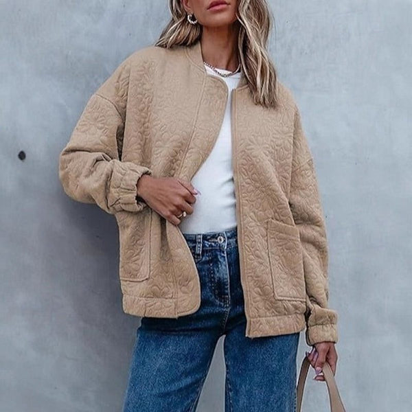 Velia | Floral Quilted Cropped Bomber Jacket for Women