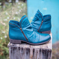 Women's Ruched Ankle Boots, Flat Side Zip 7