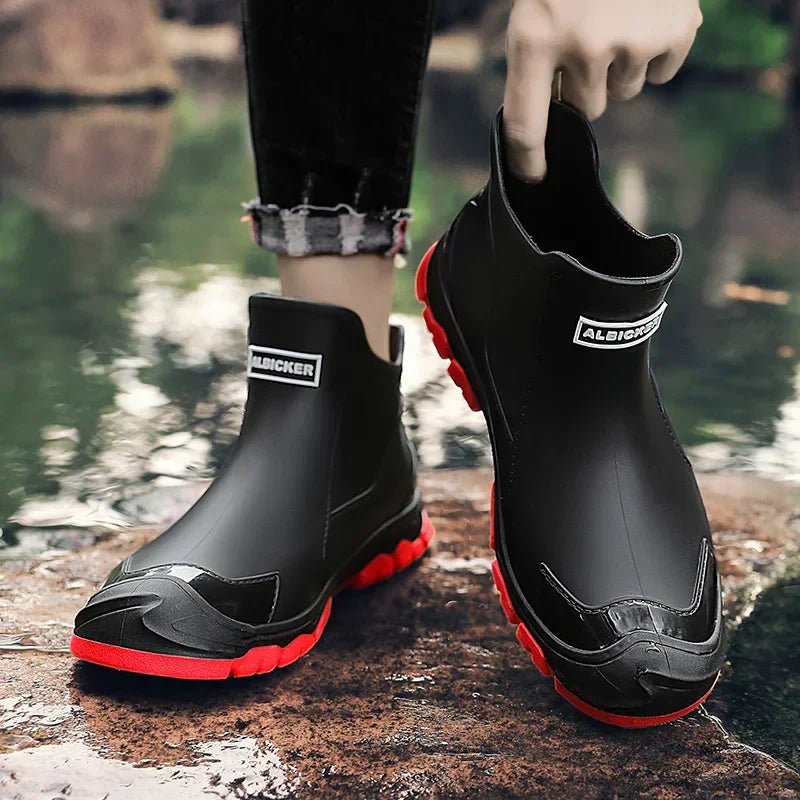 Women's Ankle Wellington Boots, Waterproof Rugged Tread