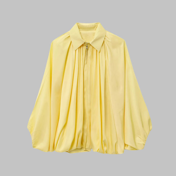 Oversized Puffed Batwing Sleeve Bomber Jacket for Women