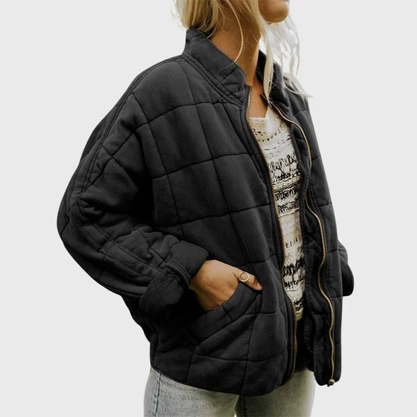 Oversized Quilted Bomber Jacket for Women
