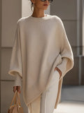 Women's Oversized Jumper, Batwing Sleeves Asymmetric Hem 1