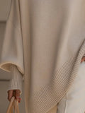 Women's Oversized Jumper, Batwing Sleeves Asymmetric Hem 9