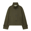 Women's Cropped Wool Blend Coat, High Stand Collar 1