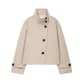 Women's Cropped Wool Blend Coat, High Stand Collar 10