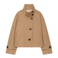 Women's Cropped Wool Blend Coat, High Stand Collar 7