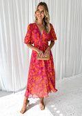 Women's Floral V-Neck Maxi Dress Wedding Guest 2