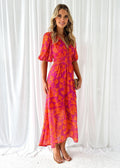 Women's Floral V-Neck Maxi Dress Wedding Guest 3