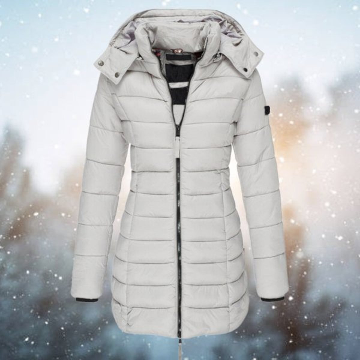 Women's Puffer Coat, Hooded Quilted with Full Zip