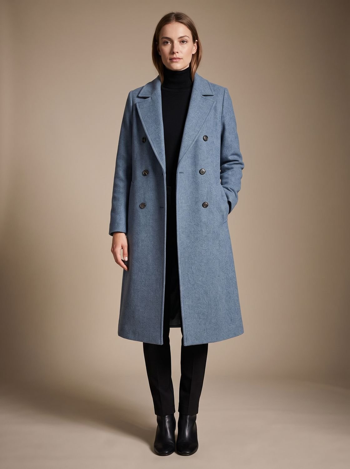Philippa | Relaxed Double-Breasted Long Tailored Coat for Women
