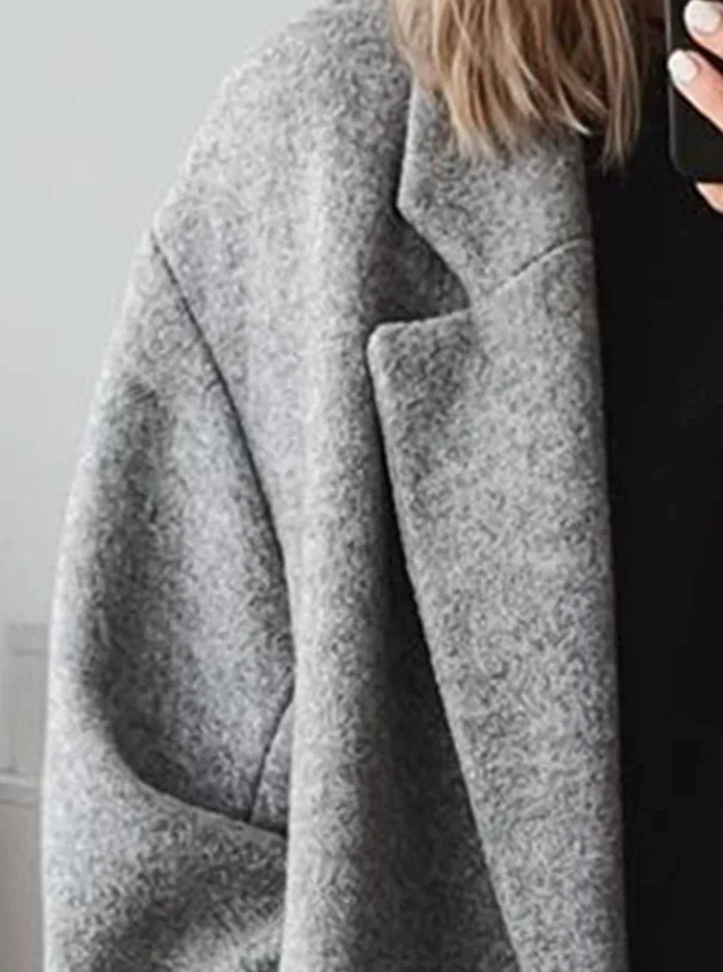 Women's Long Wool Blend Coat, Oversized Notch Collar