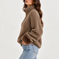 Women's Half Zip Jumper, Faux Fur Cuffs High Neck 2