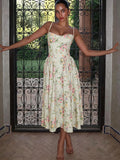 Women's Floral Strap Midi Dress Wedding Guest 4