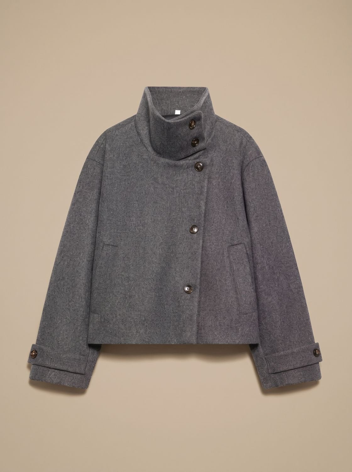 Women's Short Wool Blend Coat, Stand Collar Vintage Style