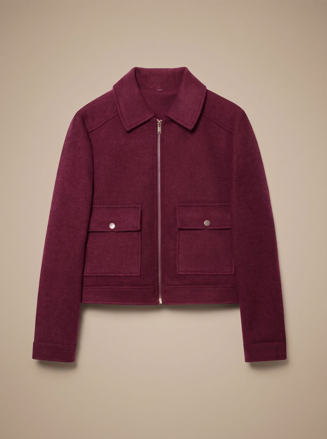 Women's Short Wool Blend Coat, Stand Collar Vintage Style