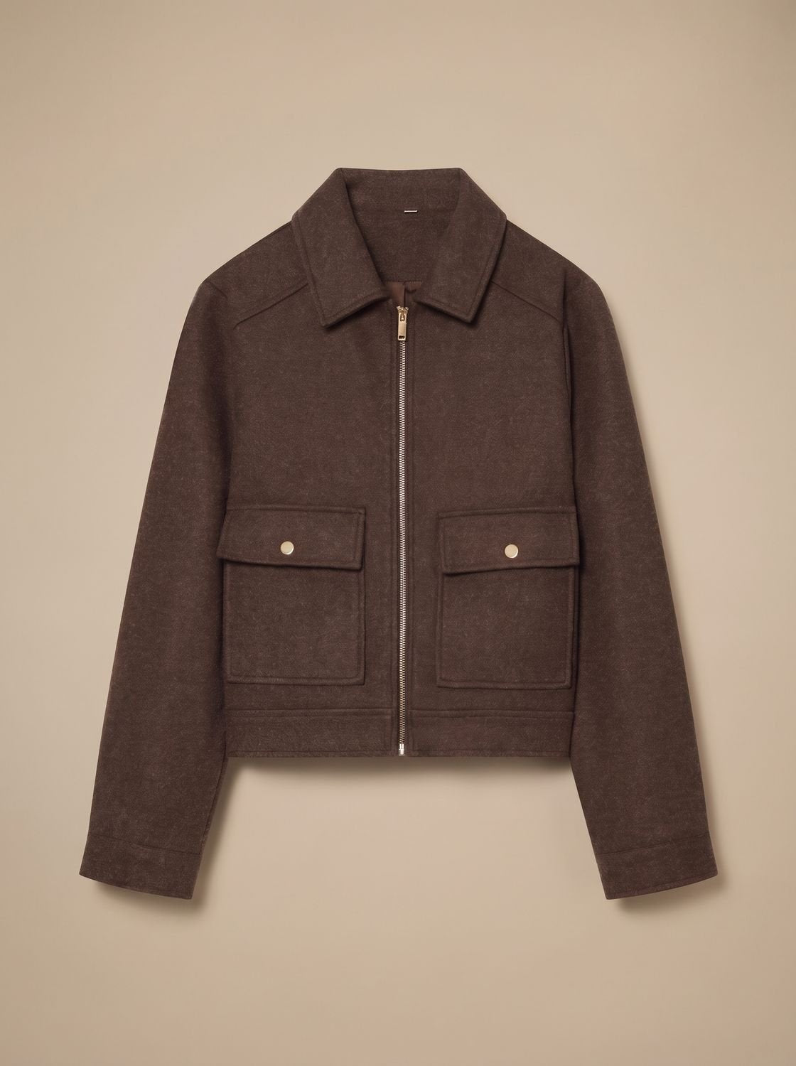 Women's Short Wool Blend Coat, Stand Collar Vintage Style