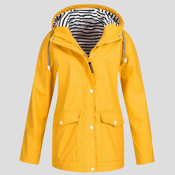 Adjustable Drawstring Hooded Raincoat for Women