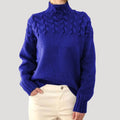 Women's Polo Neck Jumper, Cable Knit Shoulders Relaxed Fit 1
