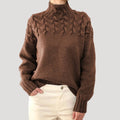 Women's Polo Neck Jumper, Cable Knit Shoulders Relaxed Fit 8