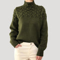 Women's Polo Neck Jumper, Cable Knit Shoulders Relaxed Fit 9