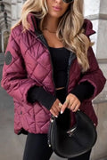 Hooded Quilted Puffer Jacket for Women, Zip Front 2
