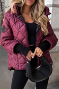 Hooded Quilted Puffer Jacket for Women, Zip Front 3